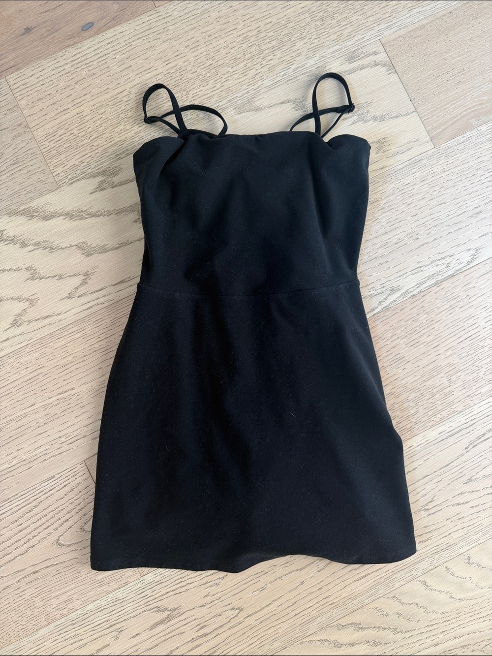 ALO Yoga Black Spaghetti-Strap Mini Dress